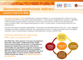 A summary of what research has shown about secondary prophylaxis delivery. From Telethon Kids Institute, ENDRHD CRE