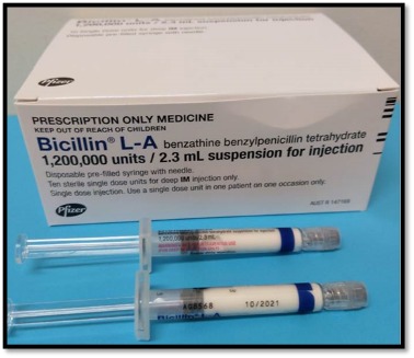 Local name variations across Australia include ‘LA Bicillin’, ‘LAB’, ‘BLA’ and ‘Bicillin’.